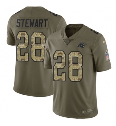 Youth Nike Carolina Panthers #28 Jonathan Stewart Limited Olive/Camo 2017 Salute to Service NFL Jersey