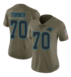 Women's Nike Carolina Panthers #70 Trai Turner Limited Olive 2017 Salute to Service NFL Jersey