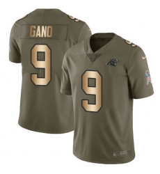 Youth Nike Carolina Panthers #9 Graham Gano Limited Olive/Gold 2017 Salute to Service NFL Jersey
