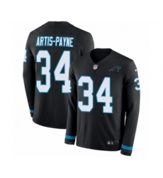 Men's Nike Carolina Panthers #34 Cameron Artis-Payne Limited Black Therma Long Sleeve NFL Jersey