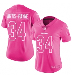 Women's Nike Carolina Panthers #34 Cameron Artis-Payne Limited Pink Rush Fashion NFL Jersey