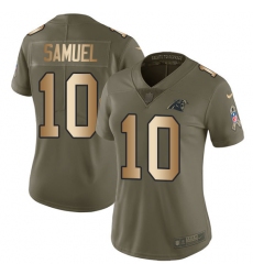 Women's Nike Carolina Panthers #10 Curtis Samuel Limited Olive/Gold 2017 Salute to Service NFL Jersey
