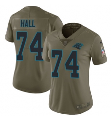 Women's Nike Carolina Panthers #74 Daeshon Hall Limited Olive 2017 Salute to Service NFL Jersey