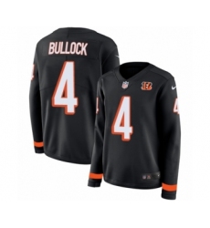 Women's Nike Cincinnati Bengals #4 Randy Bullock Limited Black Therma Long Sleeve NFL Jersey