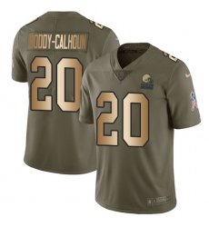 Men's Nike Cleveland Browns #20 Briean Boddy-Calhoun Limited Olive/Gold 2017 Salute to Service NFL Jersey