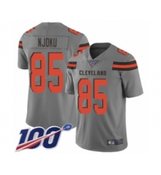 Youth Cleveland Browns #85 David Njoku Limited Gray Inverted Legend 100th Season Football Jersey