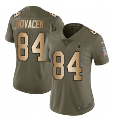 Women's Nike Dallas Cowboys #84 Jay Novacek Limited Olive/Gold 2017 Salute to Service NFL Jersey