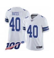 Men's Dallas Cowboys #40 Bill Bates White Vapor Untouchable Limited Player 100th Season Football Jersey