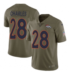 Men's Nike Denver Broncos #28 Jamaal Charles Limited Olive 2017 Salute to Service NFL Jersey