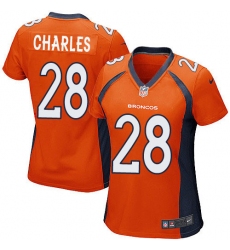 Women's Nike Denver Broncos #28 Jamaal Charles Game Orange Team Color NFL Jersey