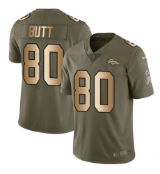 Youth Nike Denver Broncos #80 Jake Butt Limited Olive/Gold 2017 Salute to Service NFL Jersey