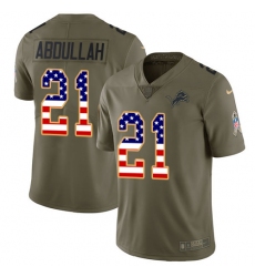 Youth Nike Detroit Lions #21 Ameer Abdullah Limited Olive/USA Flag Salute to Service NFL Jersey