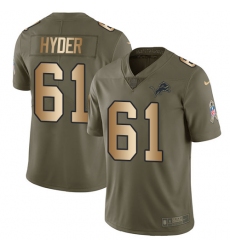 Youth Nike Detroit Lions #61 Kerry Hyder Limited Olive/Gold Salute to Service NFL Jersey