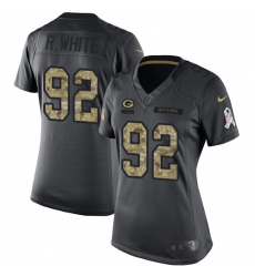 Women's Nike Green Bay Packers #92 Reggie White Limited Black 2016 Salute to Service NFL Jersey