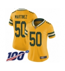 Women's Green Bay Packers #50 Blake Martinez Limited Gold Rush Vapor Untouchable 100th Season Football Jersey