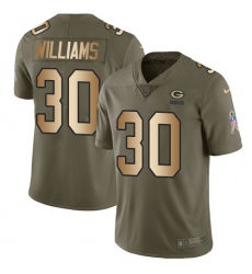 Youth Nike Green Bay Packers #30 Jamaal Williams Limited Olive/Gold 2017 Salute to Service NFL Jersey