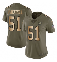 Women's Nike Green Bay Packers #51 Kyler Fackrell Limited Olive/Gold 2017 Salute to Service NFL Jersey