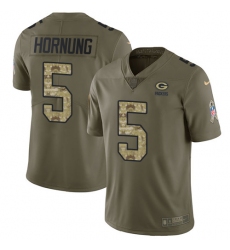 Men's Nike Green Bay Packers #5 Paul Hornung Limited Olive/Camo 2017 Salute to Service NFL Jersey