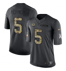 Youth Nike Green Bay Packers #5 Paul Hornung Limited Black 2016 Salute to Service NFL Jersey