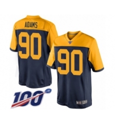 Men's Green Bay Packers #90 Montravius Adams Limited Navy Blue Alternate 100th Season Football Jersey