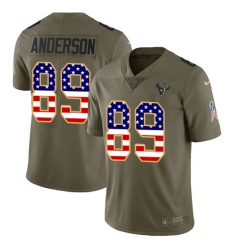 Men's Nike Houston Texans #89 Stephen Anderson Limited Olive/USA Flag 2017 Salute to Service NFL Jersey