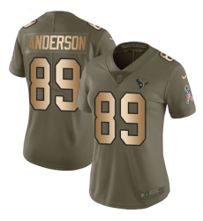 Women's Nike Houston Texans #89 Stephen Anderson Limited Olive/Gold 2017 Salute to Service NFL Jersey