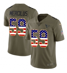 Youth Nike Houston Texans #59 Whitney Mercilus Limited Olive/USA Flag 2017 Salute to Service NFL Jersey