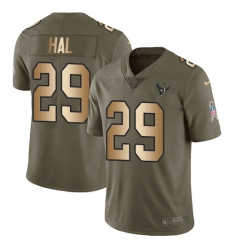 Youth Nike Houston Texans #29 Andre Hal Limited Olive/Gold 2017 Salute to Service NFL Jersey