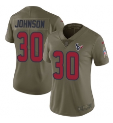 Women's Nike Houston Texans #30 Kevin Johnson Limited Olive 2017 Salute to Service NFL Jersey