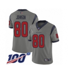 Youth Houston Texans #80 Andre Johnson Limited Gray Inverted Legend 100th Season Football Jersey