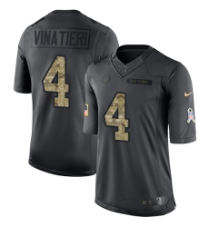 Men's Nike Indianapolis Colts #4 Adam Vinatieri Limited Black 2016 Salute to Service NFL Jersey