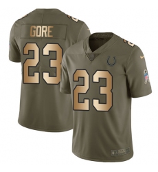 Youth Nike Indianapolis Colts #23 Frank Gore Limited Olive/Gold 2017 Salute to Service NFL Jersey