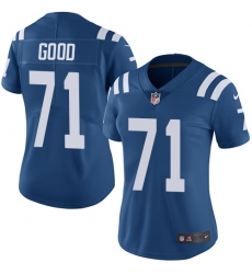 Women's Nike Indianapolis Colts #71 Denzelle Good Royal Blue Team Color Vapor Untouchable Limited Player NFL Jersey