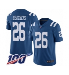 Men's Indianapolis Colts #26 Clayton Geathers Limited Royal Blue Rush Vapor Untouchable 100th Season Football Jersey