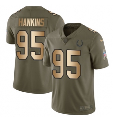 Men's Nike Indianapolis Colts #95 Johnathan Hankins Limited Olive/Gold 2017 Salute to Service NFL Jersey