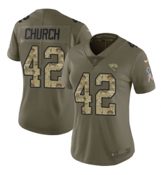Women's Nike Jacksonville Jaguars #42 Barry Church Limited Olive/Camo 2017 Salute to Service NFL Jersey