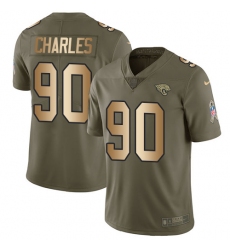 Men's Nike Jacksonville Jaguars #90 Stefan Charles Limited Olive/Gold 2017 Salute to Service NFL Jersey