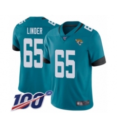 Men's Jacksonville Jaguars #65 Brandon Linder Teal Green Alternate Vapor Untouchable Limited Player 100th Season Football Jersey