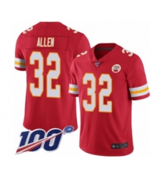 Men's Kansas City Chiefs #32 Marcus Allen Red Team Color Vapor Untouchable Limited Player 100th Season Football Jersey