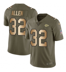 Youth Nike Kansas City Chiefs #32 Marcus Allen Limited Olive/Gold 2017 Salute to Service NFL Jersey