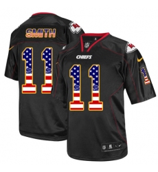 Men's Nike Kansas City Chiefs #11 Alex Smith Elite Black USA Flag Fashion NFL Jersey