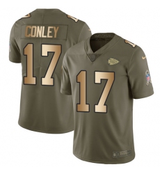 Youth Nike Kansas City Chiefs #17 Chris Conley Limited Olive/Gold 2017 Salute to Service NFL Jersey