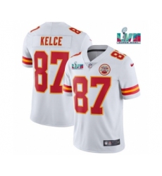 Men's Kansas City Chiefs #87 Travis Kelce White Super Bowl LVII Patch Vapor Untouchable Limited Stitched Jersey