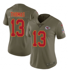 Women's Nike Kansas City Chiefs #13 De'Anthony Thomas Limited Olive 2017 Salute to Service NFL Jersey