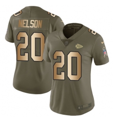 Women's Nike Kansas City Chiefs #20 Steven Nelson Limited Olive/Gold 2017 Salute to Service NFL Jersey