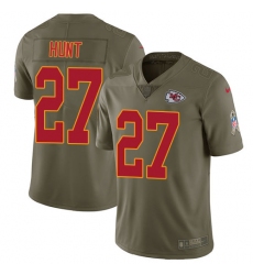 Youth Nike Kansas City Chiefs #27 Kareem Hunt Limited Olive 2017 Salute to Service NFL Jersey